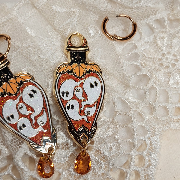 Ghostie Potion Earrings with austrian crystal drop - Enchanting Witchy Elegance