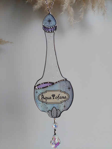 Aqua Tofana Stained Glass Suncatcher - Iridescent Glow