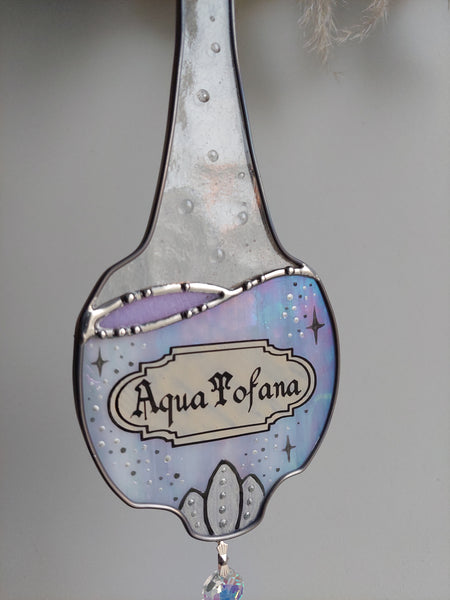 Aqua Tofana Stained Glass Suncatcher - Iridescent Glow